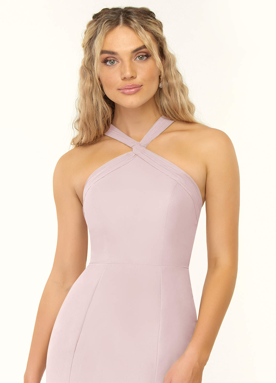 halter neck flared dress Women's Luxueuse Flared Halter Neck Mesh Long Length Dress S/M/L/Customize Brown MEAN BLVD Brown / M
