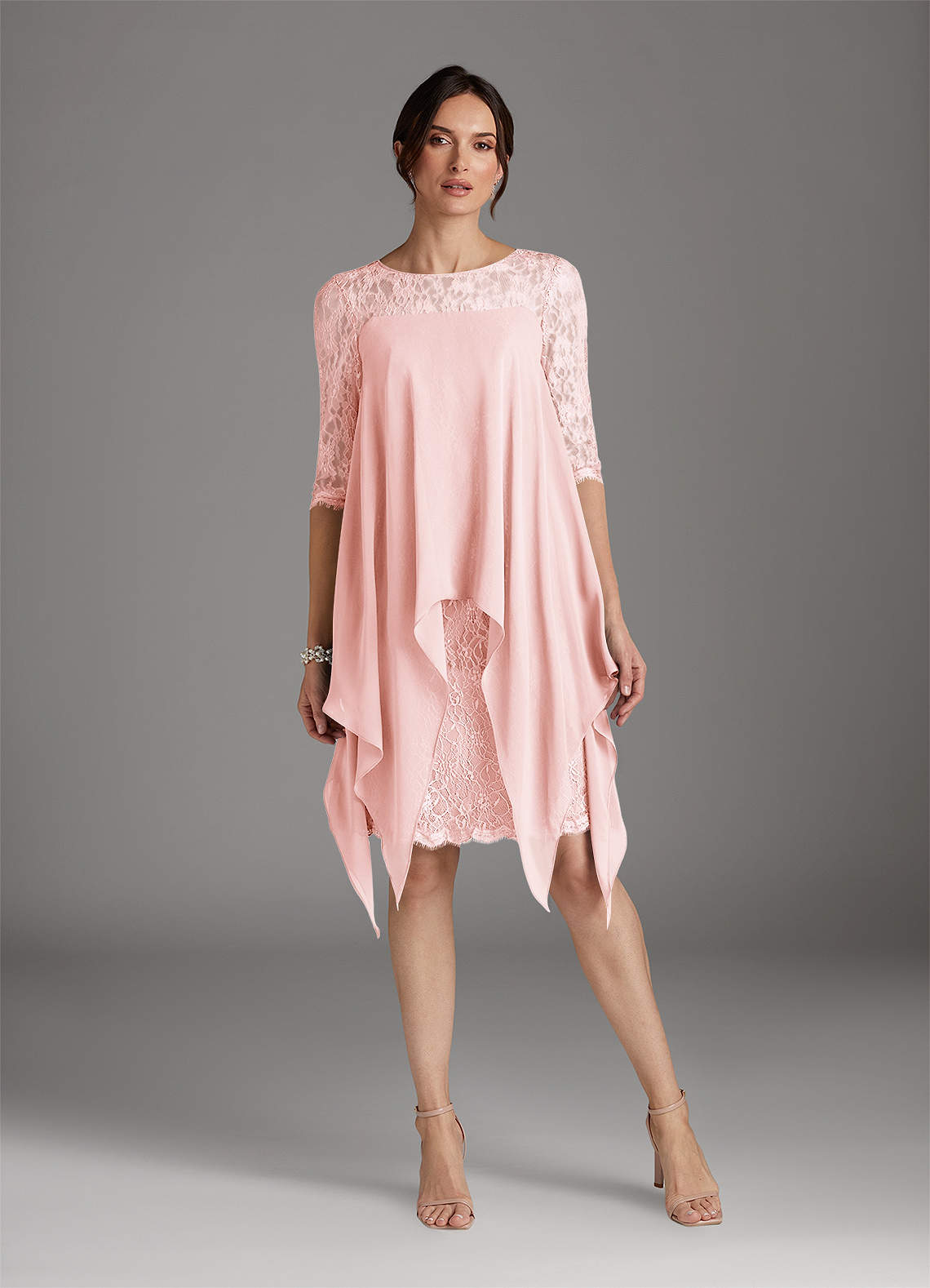 Azazie Flo Mother of the Bride Dresses Blushing Pink A-Line Lace Chiffon Dress image1