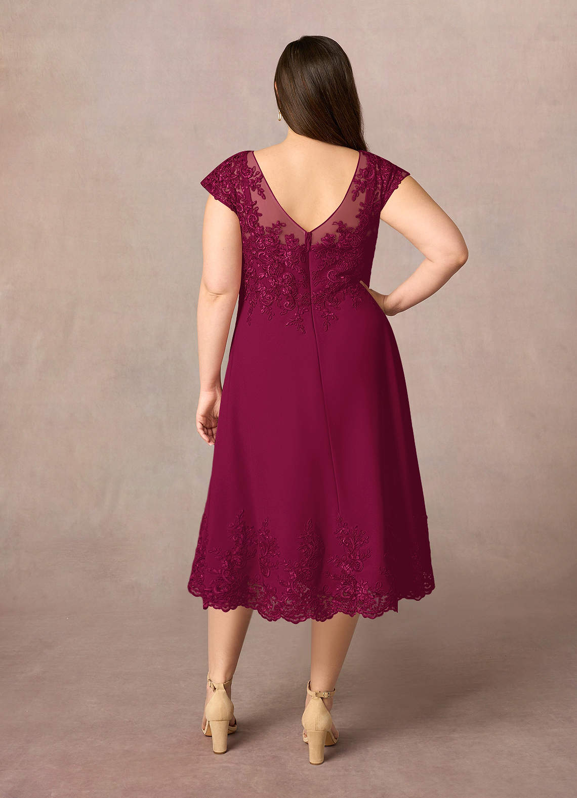 Azazie Terrano Mother of the Bride Dresses Burgundy A-Line Scoop Lace Dress image8