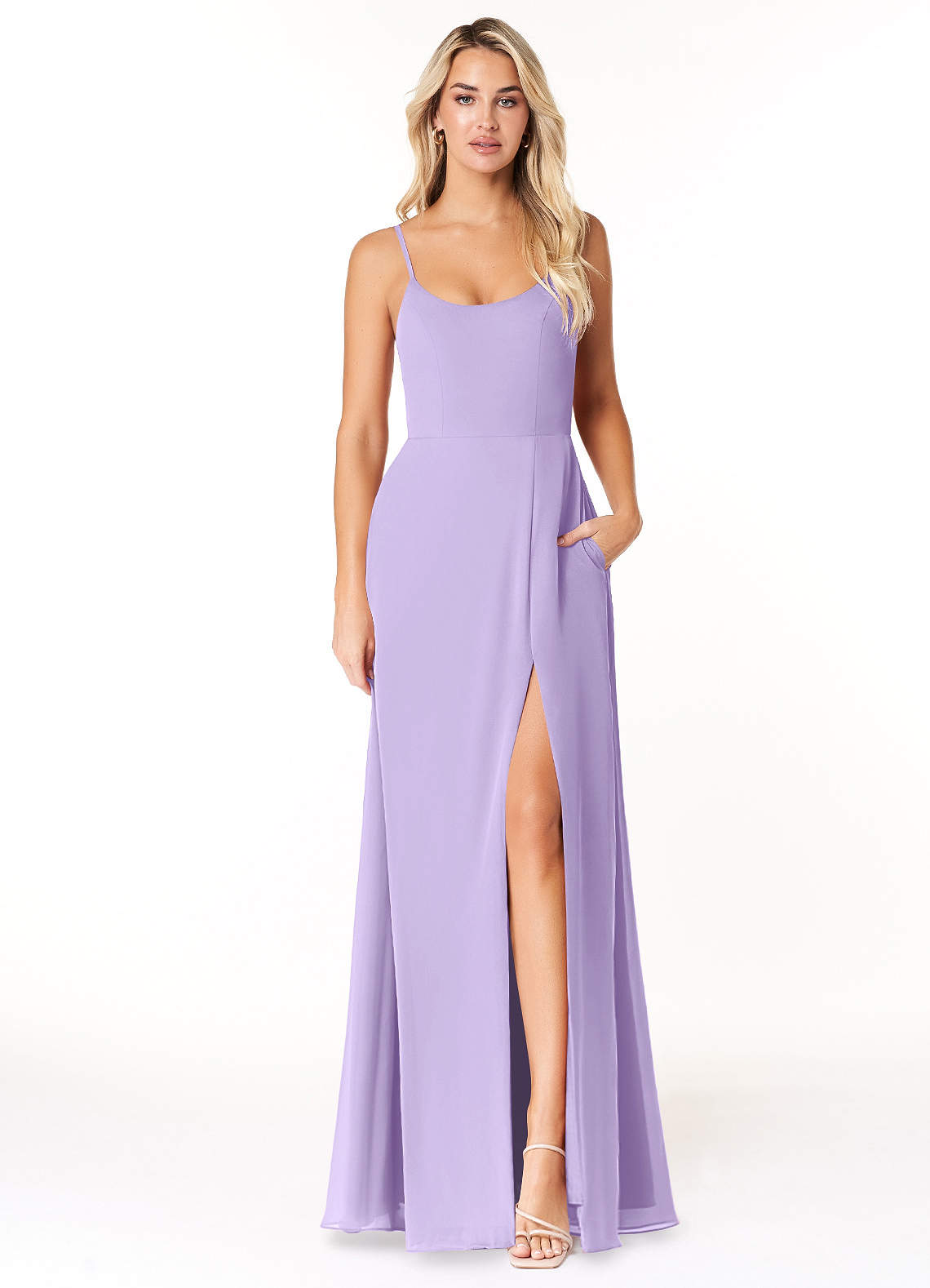 Azazie Moira Bridesmaid Dresses Lilac A-Line Scoop Chiffon Dress image1