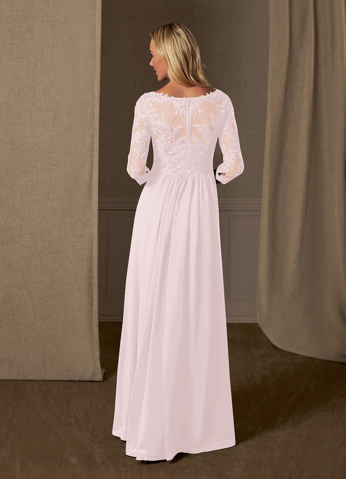 V-neck Lace and Chiffon Dresses with Open Back Plum main image 0