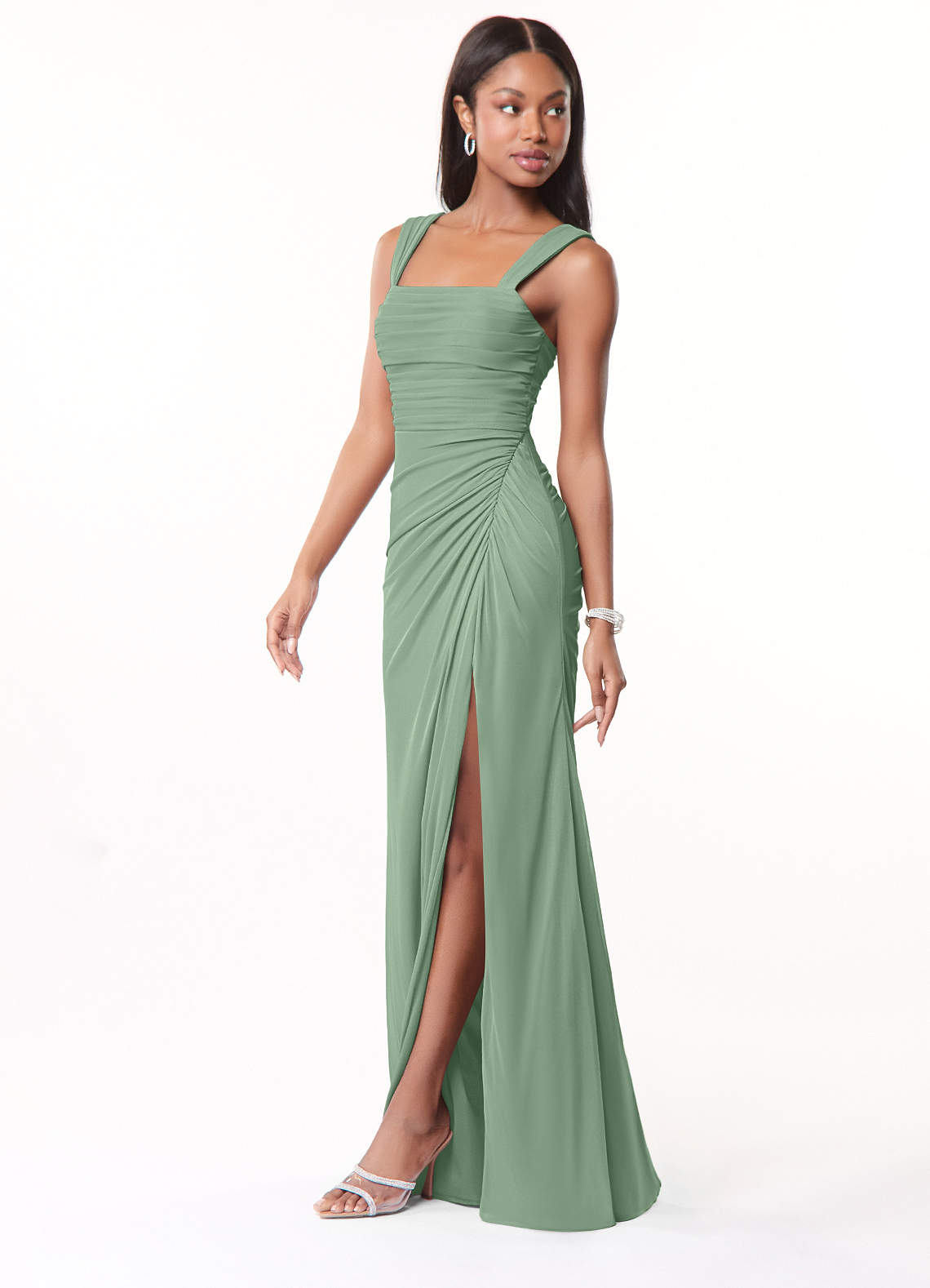 Azazie Jesaphine Suknie dla druhen Osłona Ukłon Siatka Do ziemi Sukienka image3