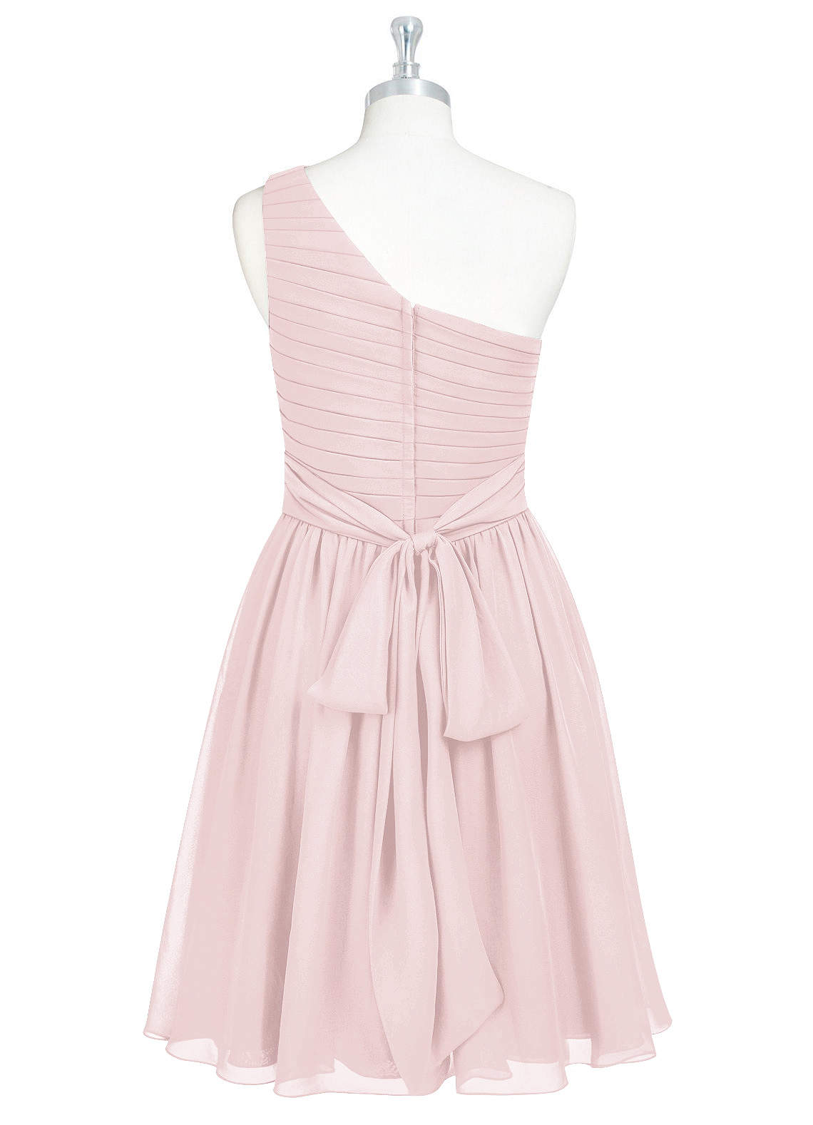 Azazie Katrina Bridesmaid Dresses Blushing Pink A-Line One Shoulder Chiffon Dress image6