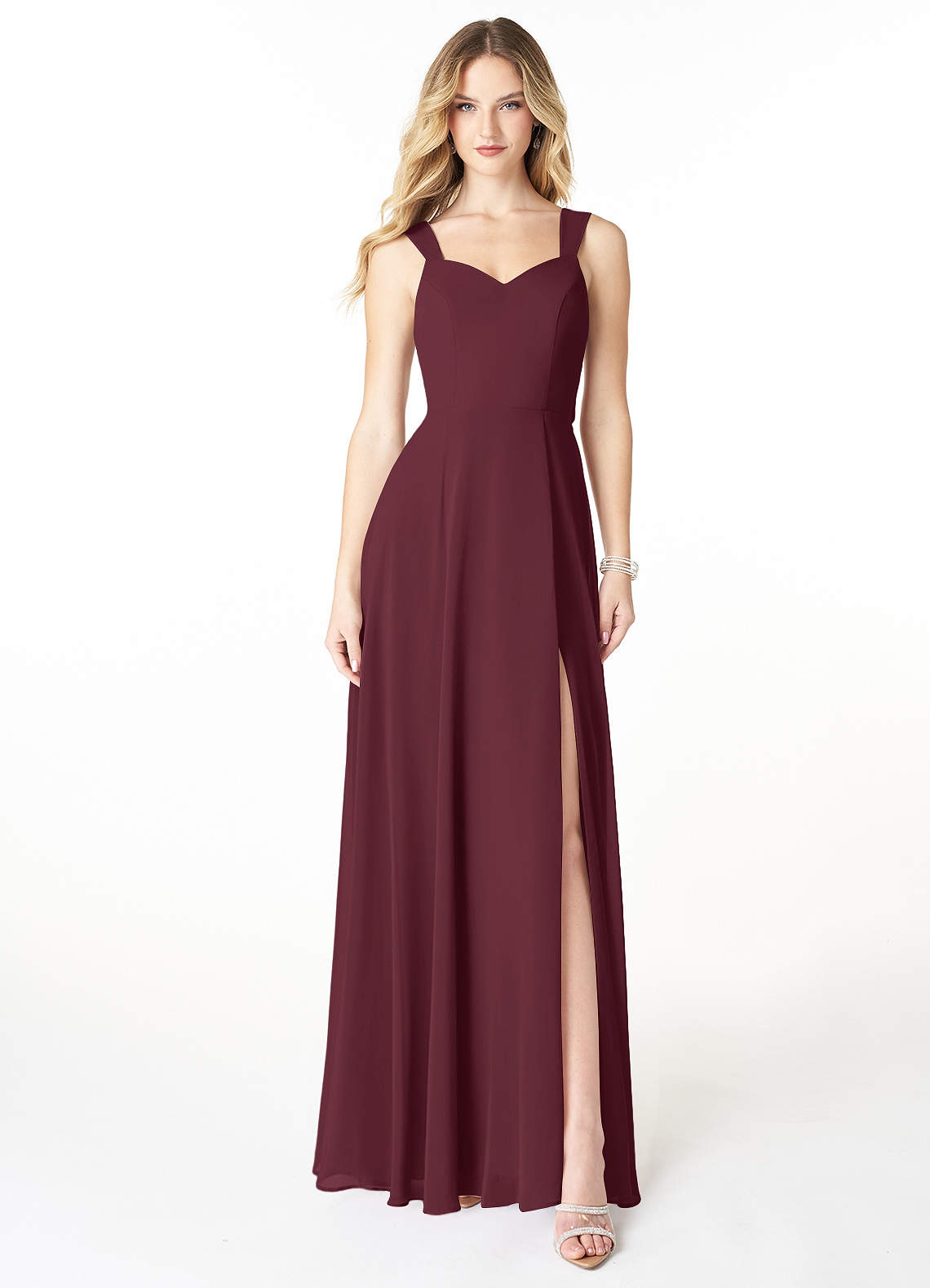 Azazie Julie Bridesmaid Dresses Cabernet A-Line Sweetheart Neckline Chiffon Dress image1