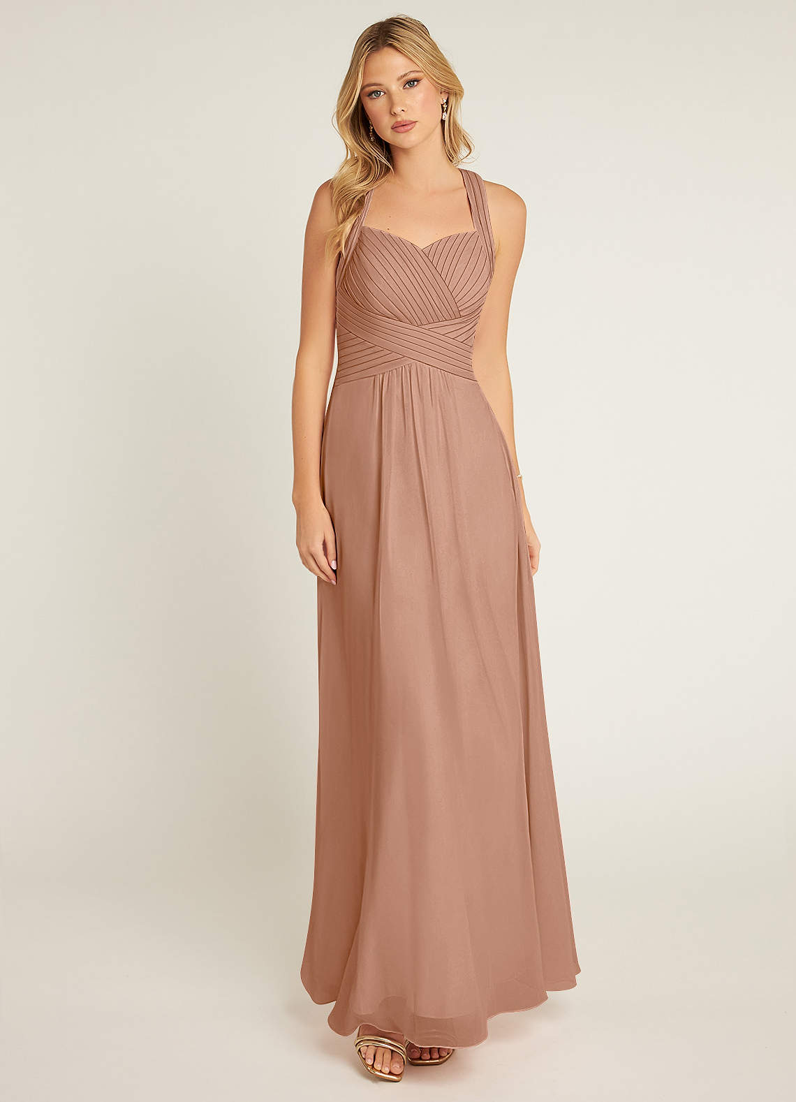 Azazie Claudia Bridesmaid Dresses Champagne Rose A-Line Sweetheart Neckline Chiffon Dress image1