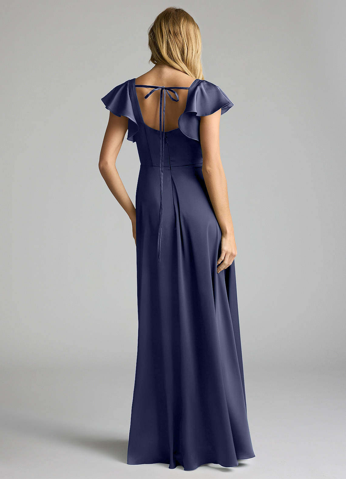 Azazie Bondi Bridesmaid Dresses Stormy A-Line Bow Stretch Satin Dress image5