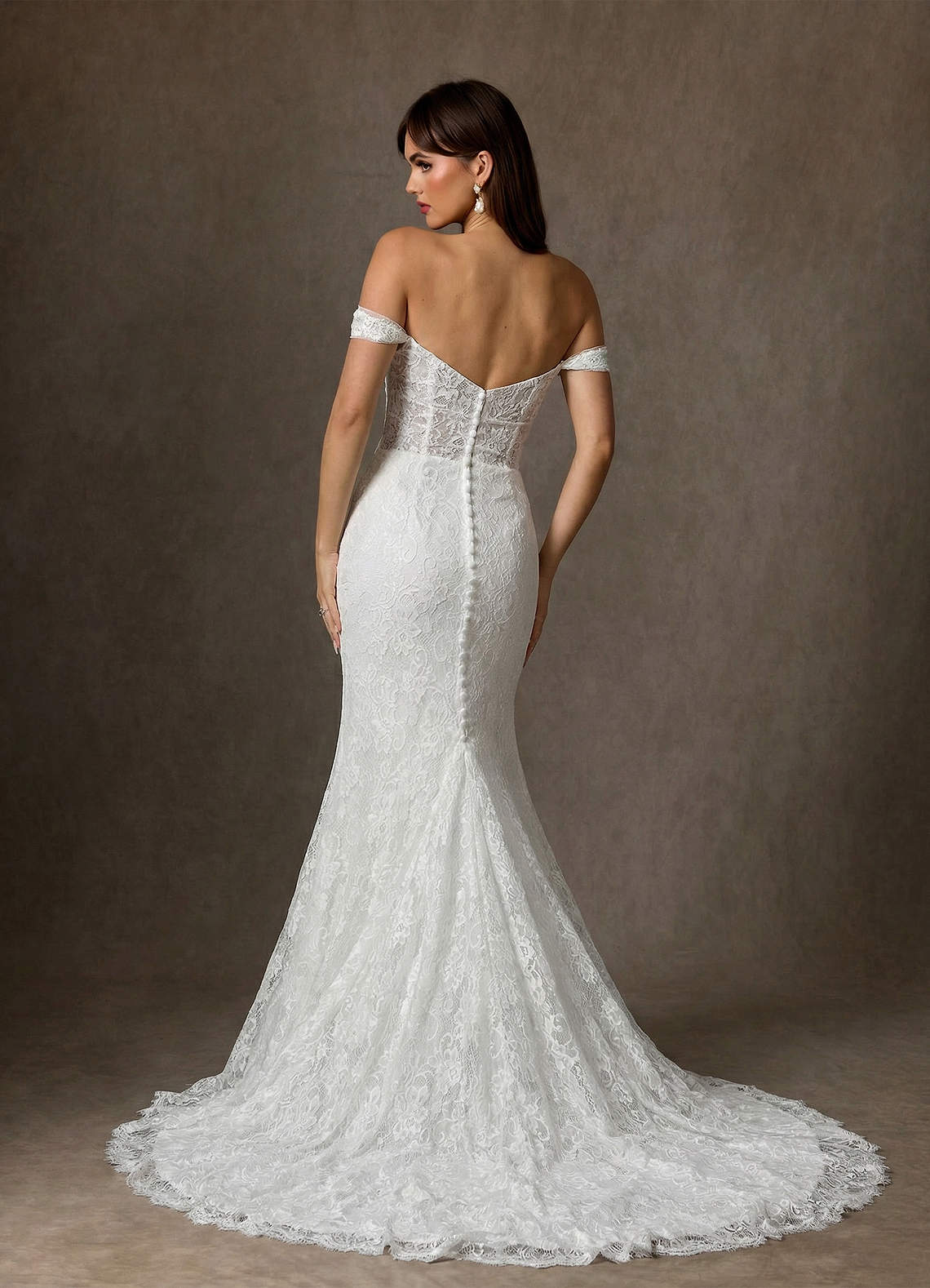 Azazie Idalis Wedding Dresses Diamond White Mermaid Lace Dress image1