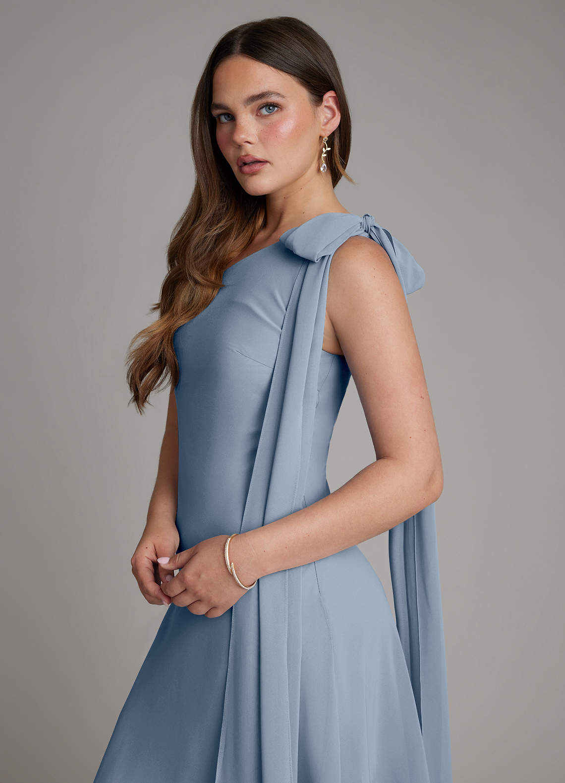monique bridesmaid dresses Azazie A-Line One-Shoulder Floor-Length Chiffon Bridesmaid Dresses