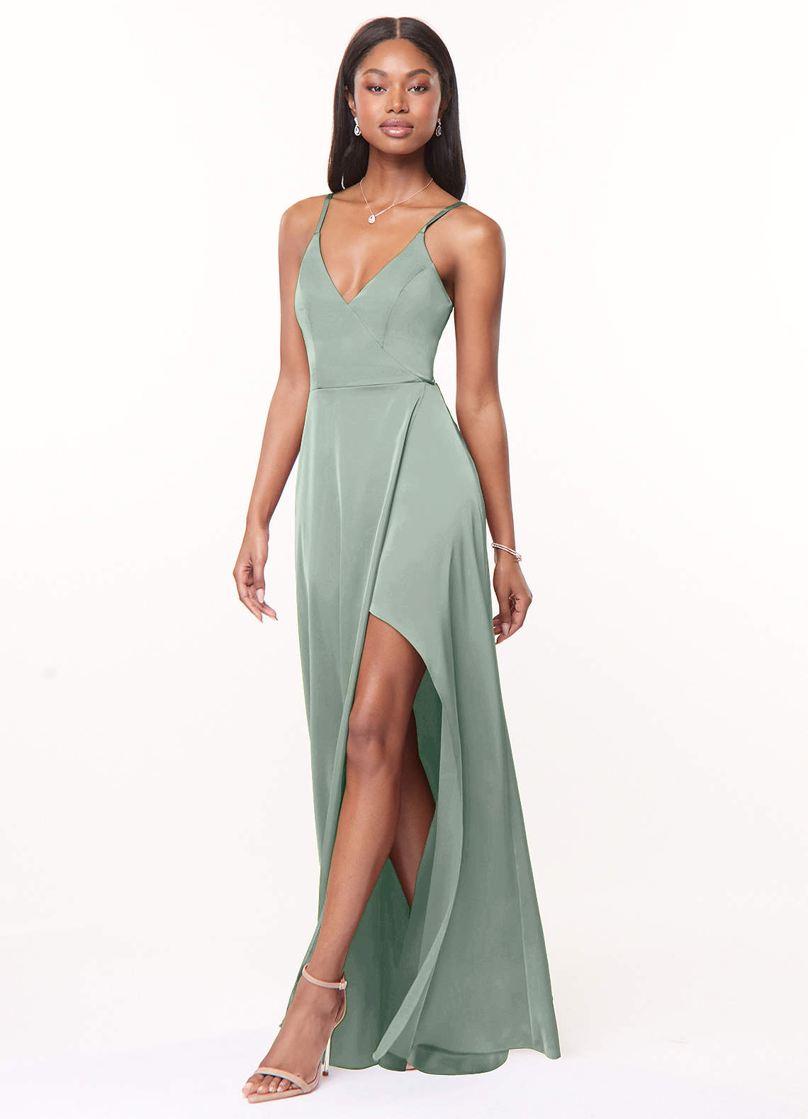 Azazie Maksim Agave Stretch Satin Bridesmaid Dresses | Azazie