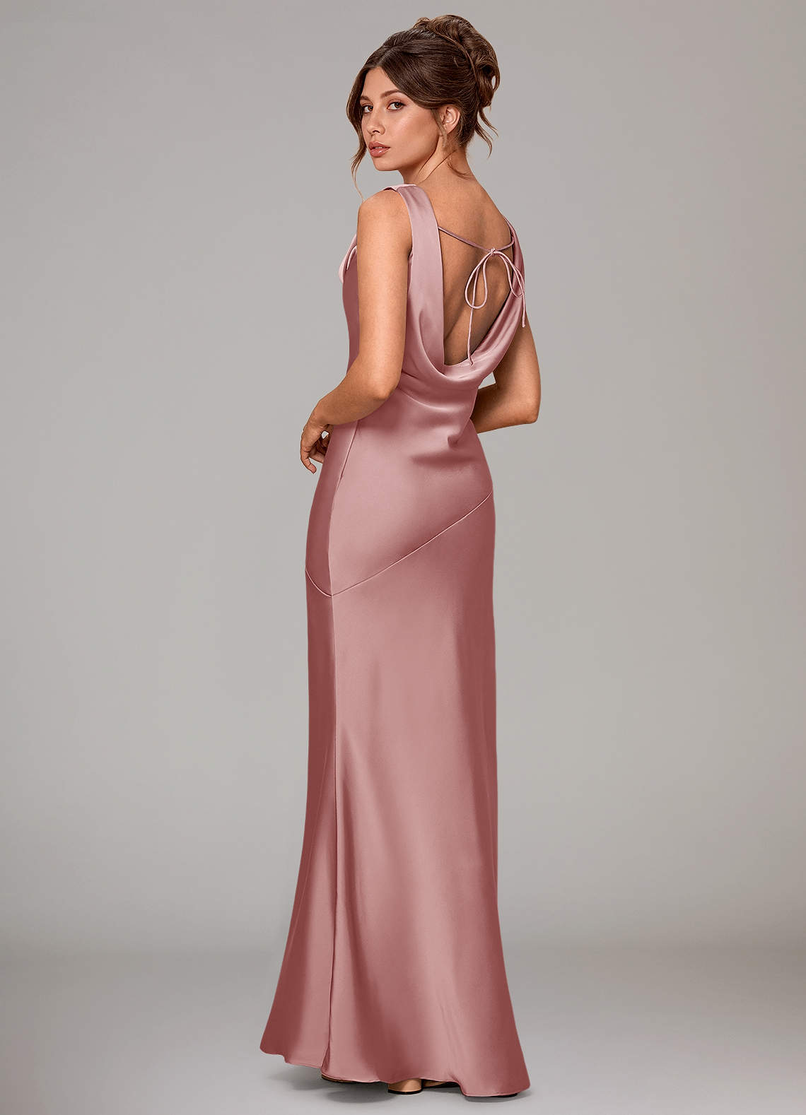 Azazie Rylina Bridesmaid Dresses Dusty Rose Mermaid Stretch Satin Dress image3