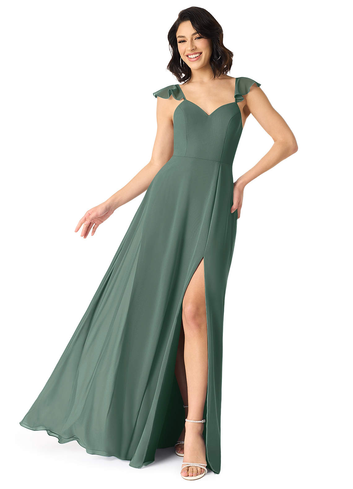 Azazie Everett Sea Moss Chiffon Bridesmaid Dresses | Azazie DE Azazie Everett Sea Moss Chiffon Bridesmaid Dresses | Azazie DE