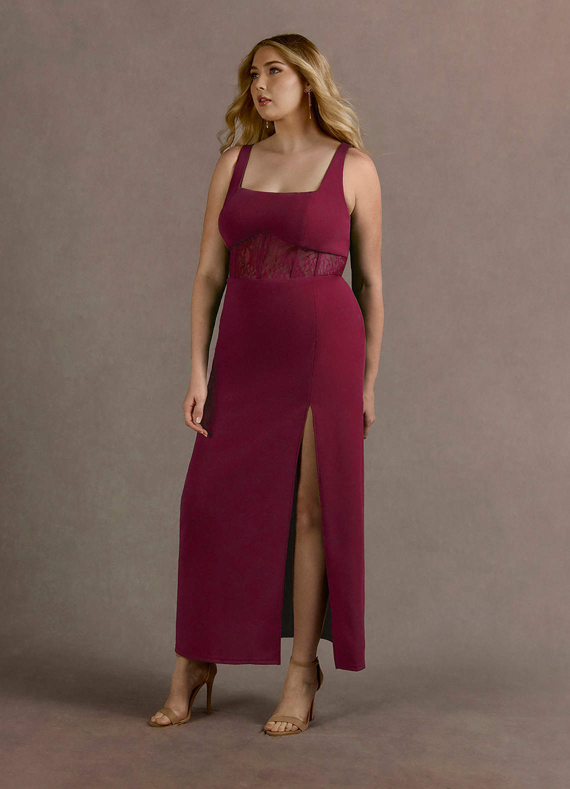 chinese dress ladies Twilight Muse Lace Maxi Dress in Merlot Merlot / M