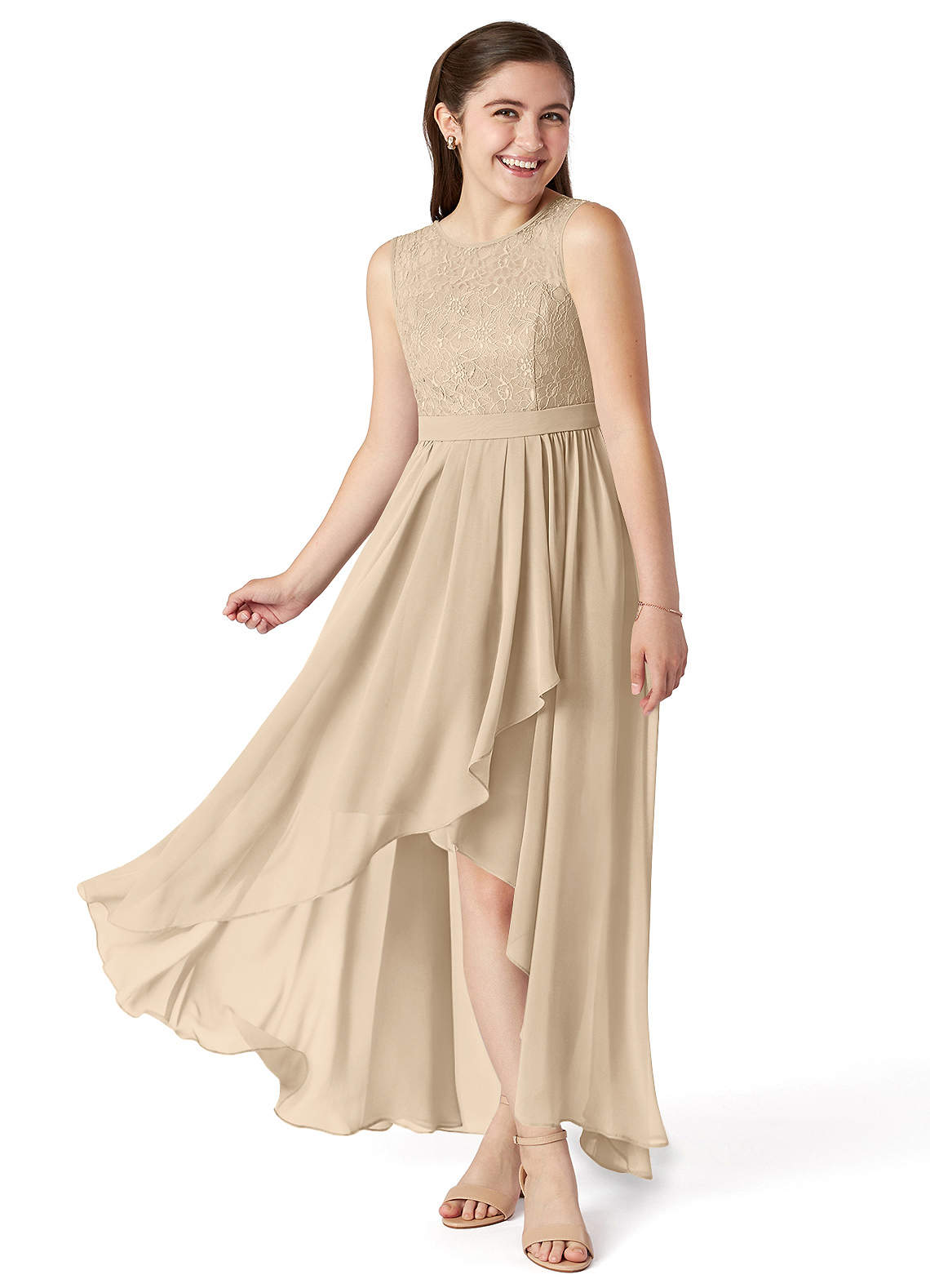 Lace high low outlet bridesmaid dresses