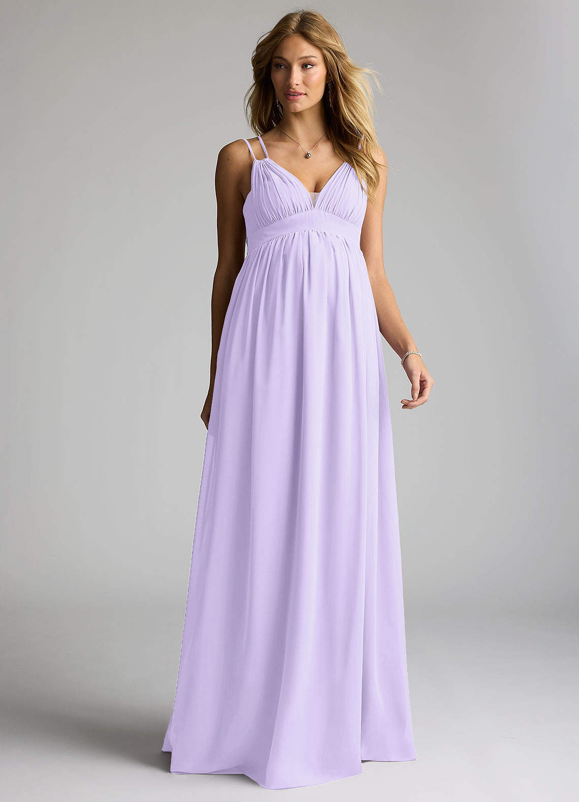 Azazie Emree Brautjungfernkleider für Schwangere A-Linie Chiffon Bodenlänge Kleid image1