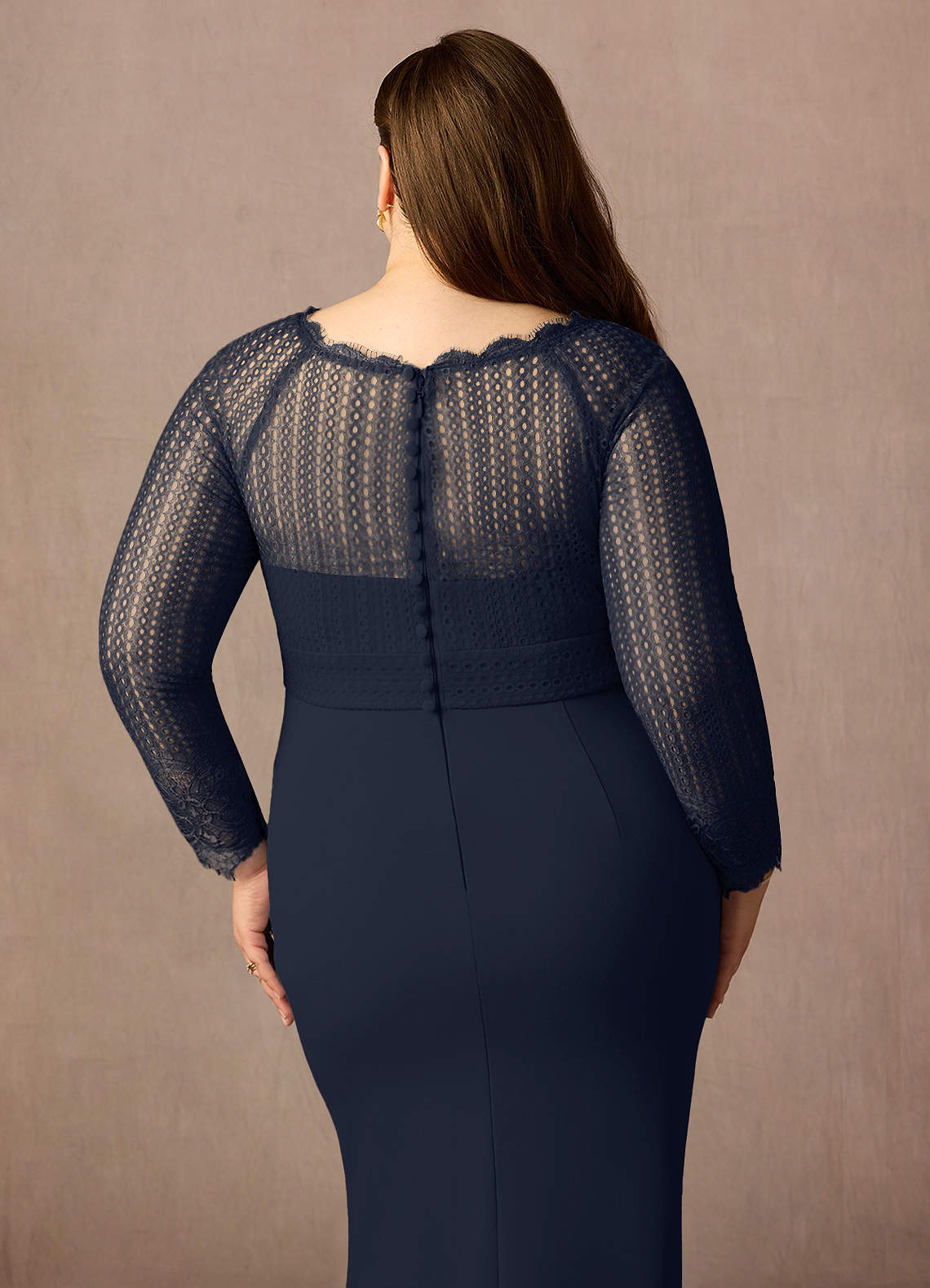 Azazie Peggy Dark Navy Sheath Lace Dress Ready to Ship | Azazie DE