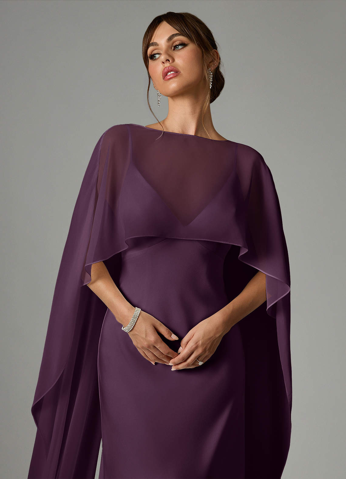 Azazie Stefania Bridesmaid Dresses Plum A-Line Stretch Satin Dress image4