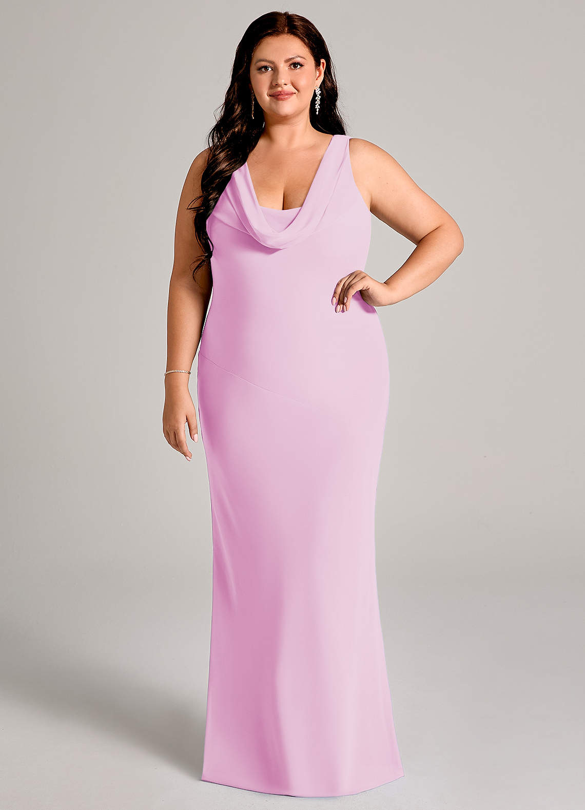 Azazie Rylina Brudtärnklänningar Klä av Sjöjungfru i Chiffong Plisserad Godisrosa image1