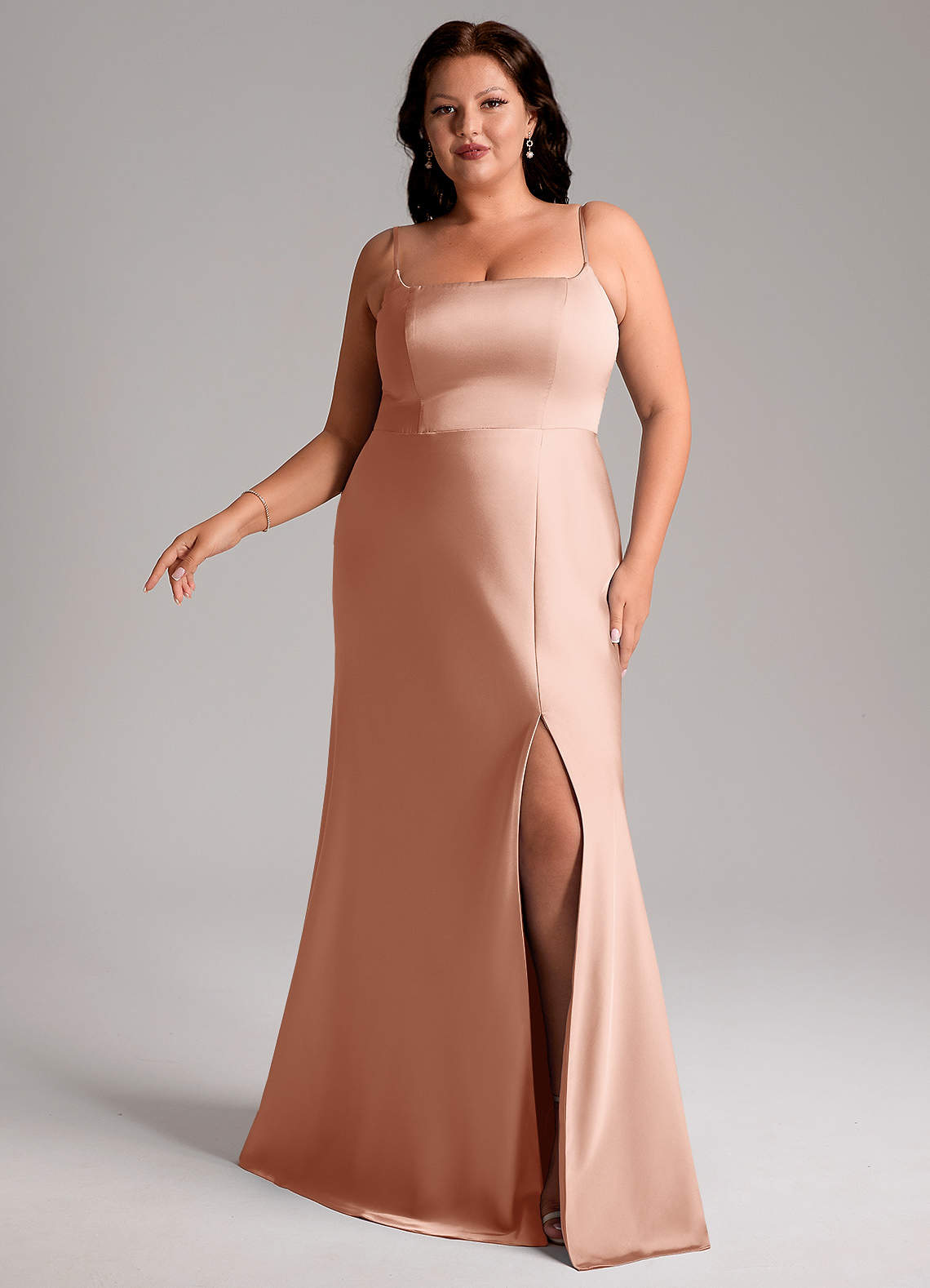 plus rose gold bridesmaid dresses Plus Size Gold Mermaid Bridesmaid Dresses Short Sleeves Mother of the Bride Dress APD1547 main image 0