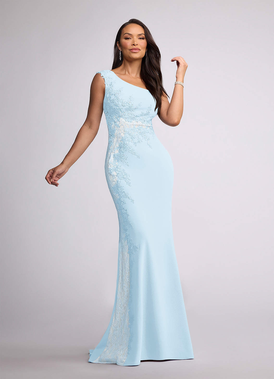 Azazie Juliane Mother of the Bride Dresses Sky Blue Mermaid Sequins Lace Dress image1