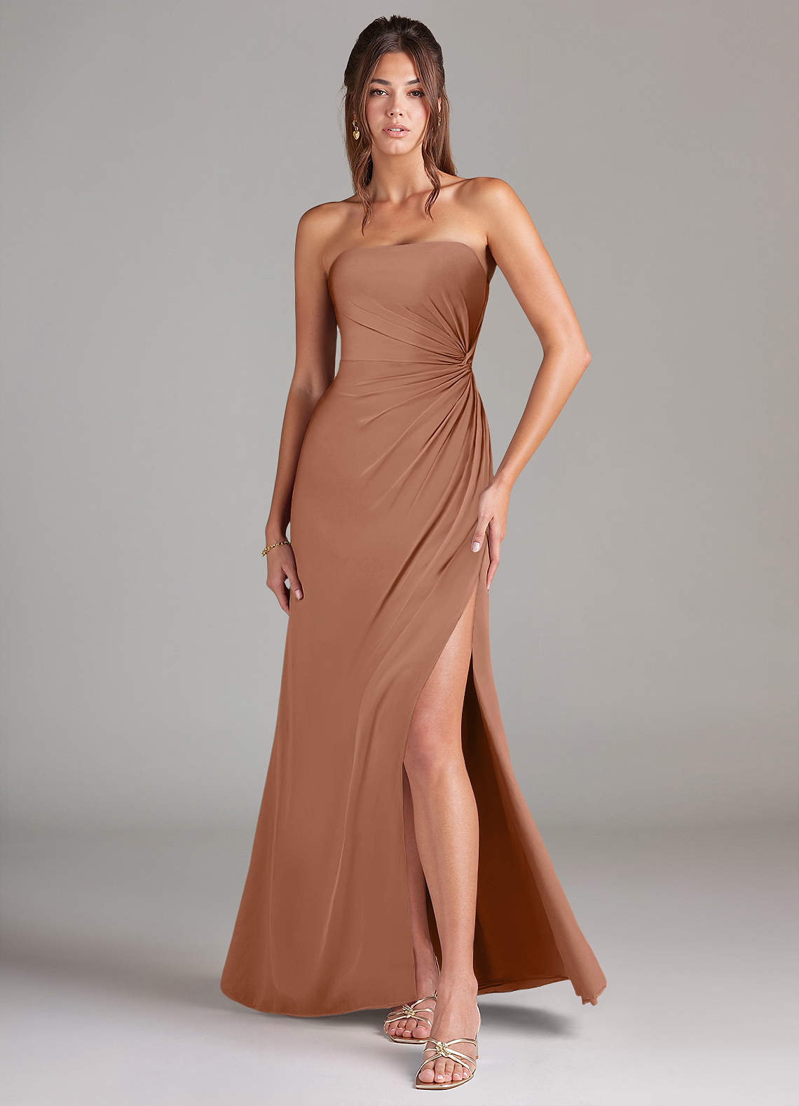Azazie Aliani Bridesmaid Dresses Bronzer Sheath Strapless Chiffon Convertible Dress image1