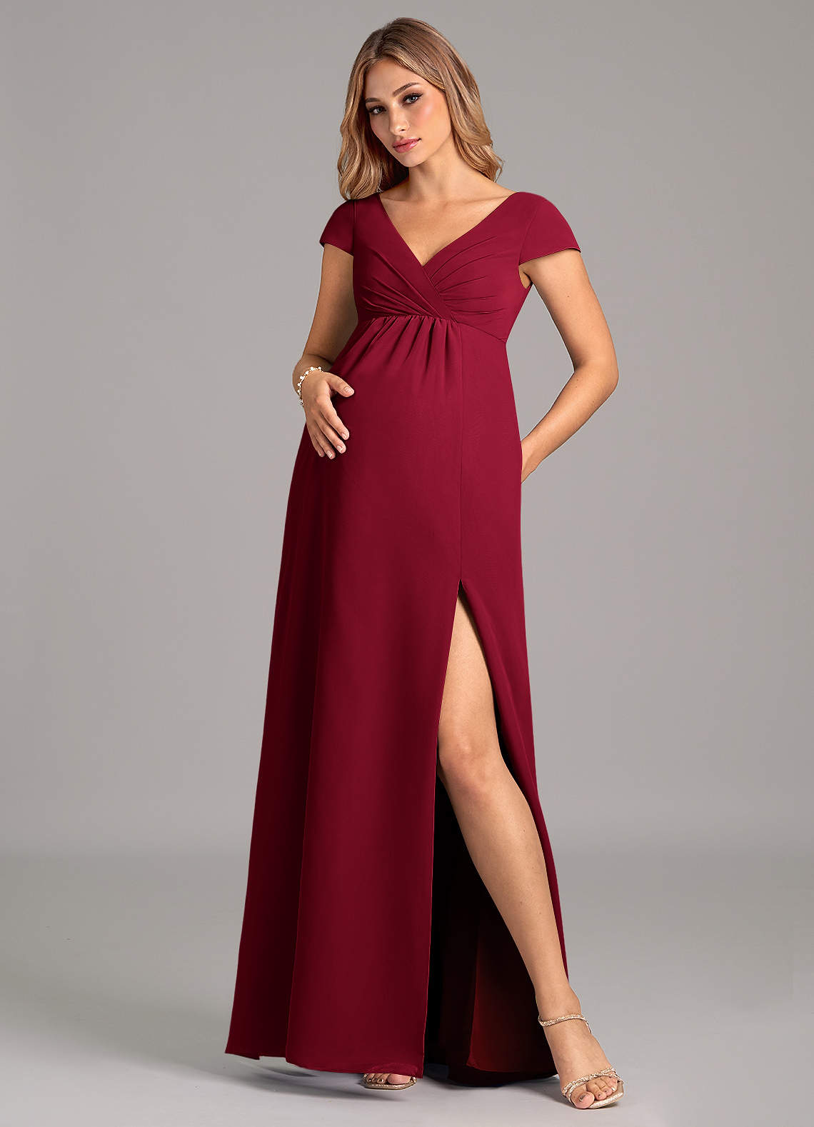 Azazie Allessia Abiti da damigella d'onore premaman Abito A-Line Plissettato Chiffon Floor-Length image1