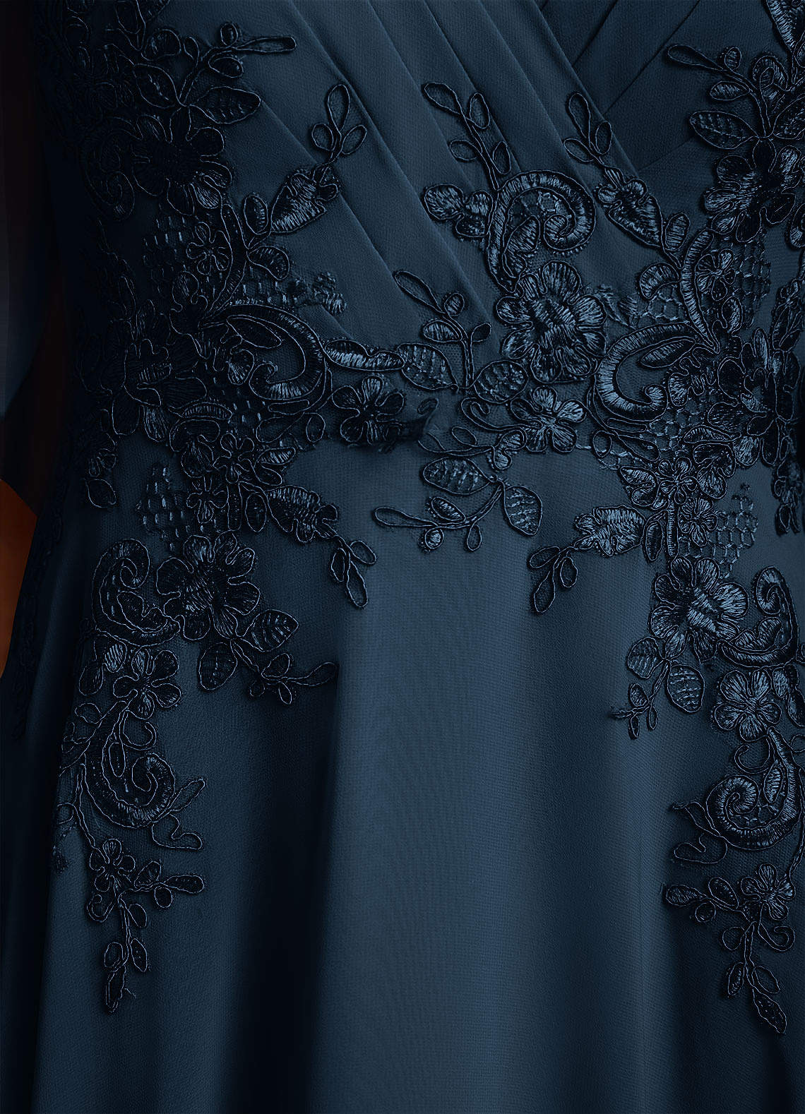Azazie Tilda Dark Navy A-Line Lace Chiffon Dress | Azazie CA