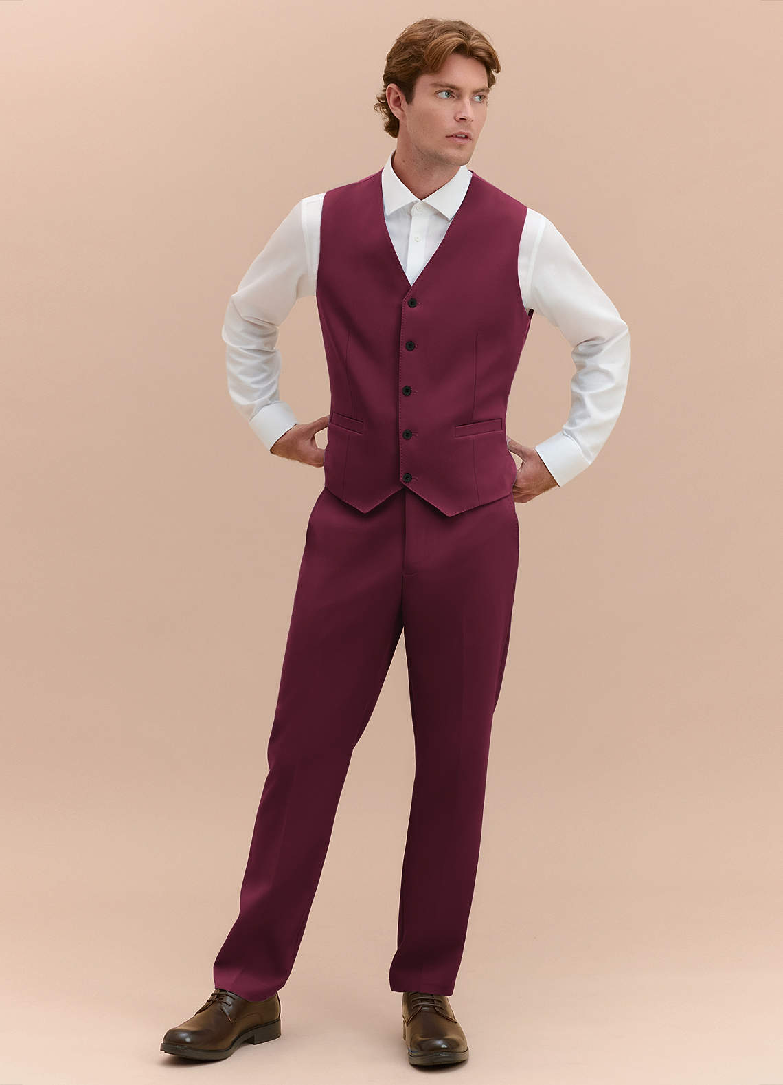 front James Burgundy Structured Stretch Suit Vest