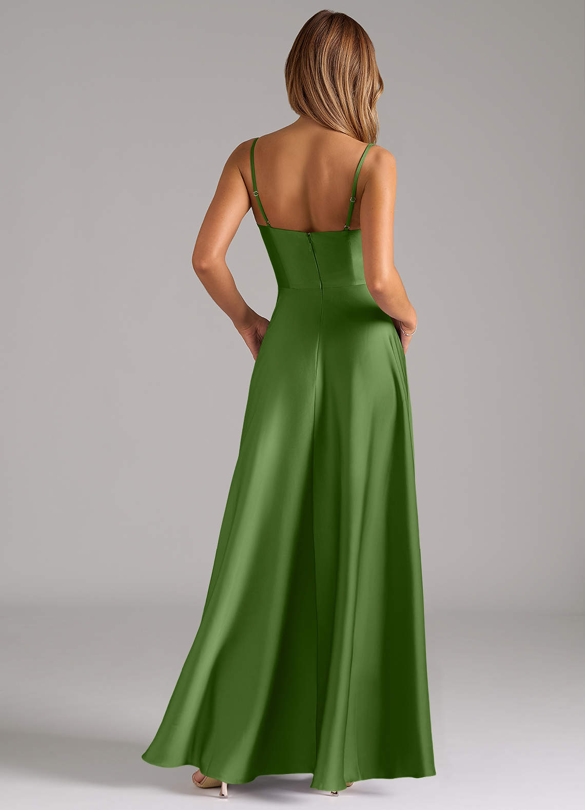 elle bridesmaid dresses Azazie Basil Stretch Satin size range (2 SHOPIFY John Henric - Blue Silk Satin Colors:Emerald Green 773