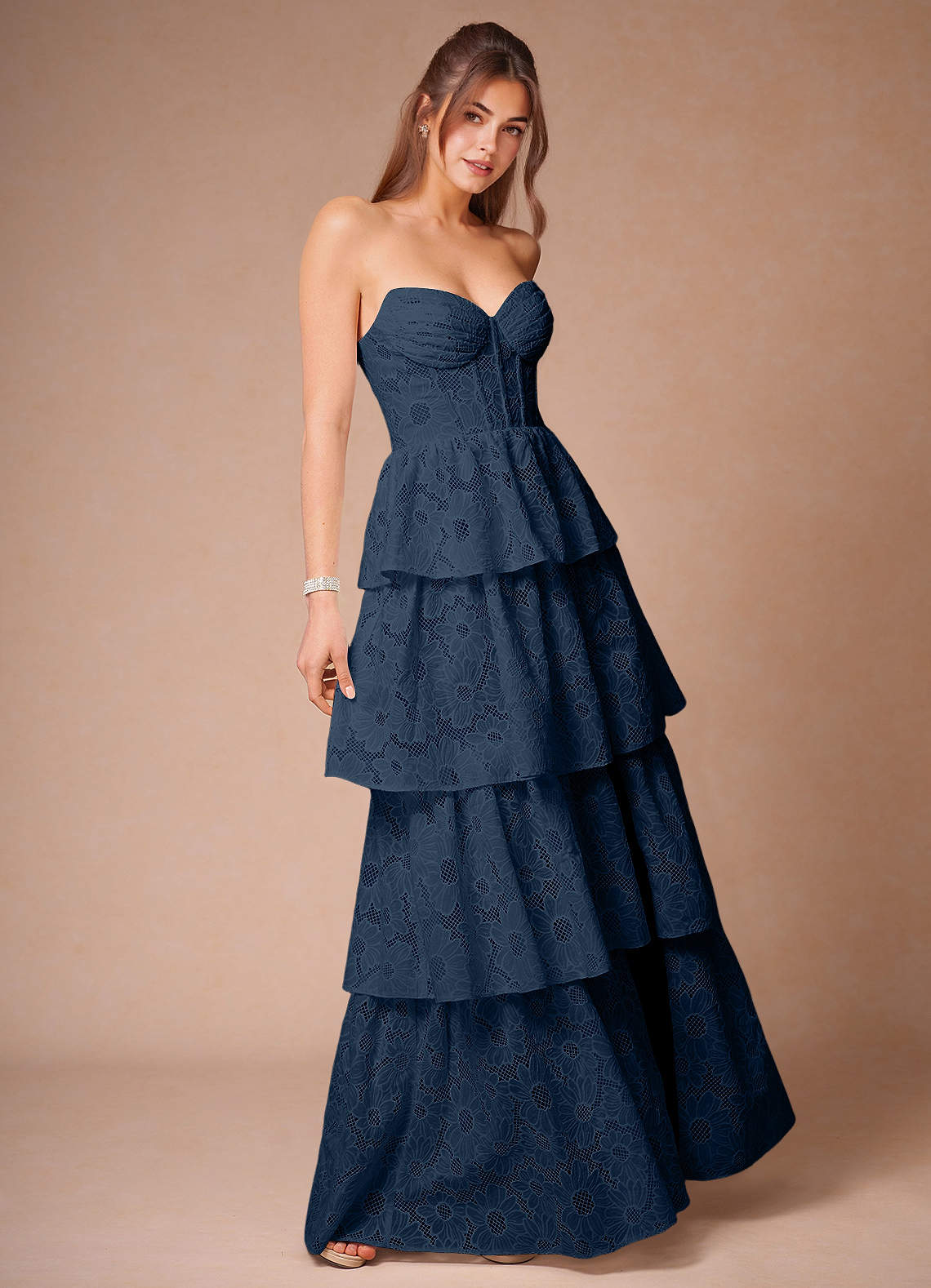 Galadriel Navy Lace Layered Dress Ready to Ship | Azazie