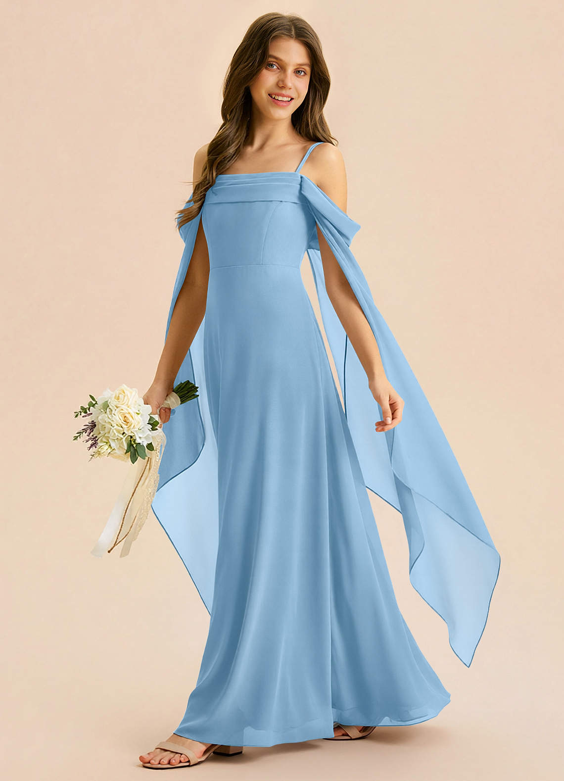 blue moana dress Azazie Junior line silhouette