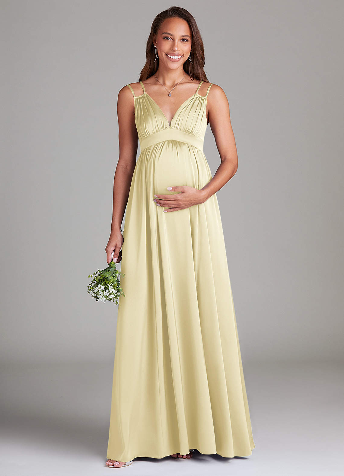 Azazie Emree Lemon Sorbet Maternity Bridesmaid Dresses | Azazie