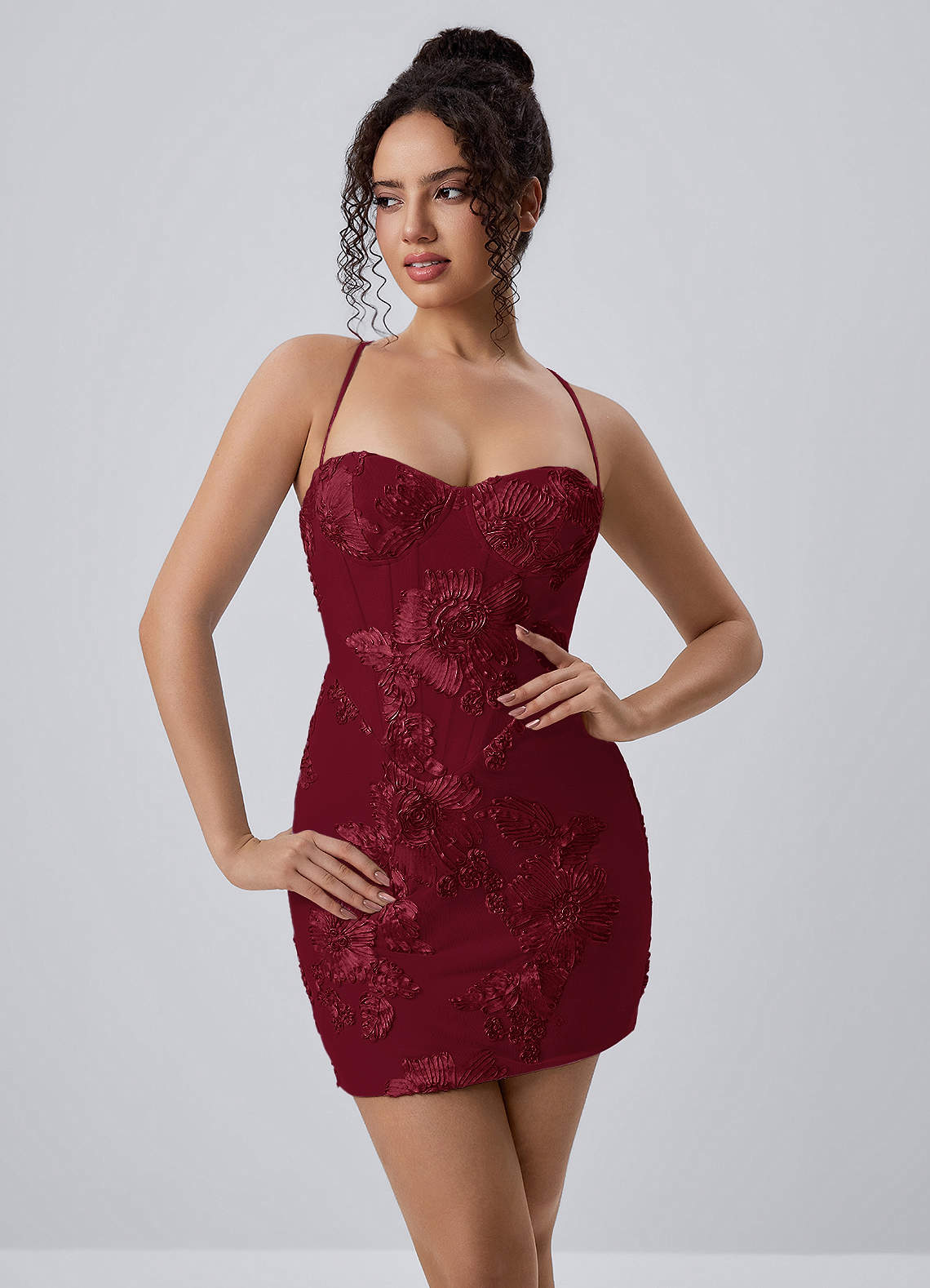 burgundy lace dress mini Marigoldessa Stretch Mesh Open Back Corset ready presence for polished Color:Creme Babyboo color_family:Red Time and Tru Women's