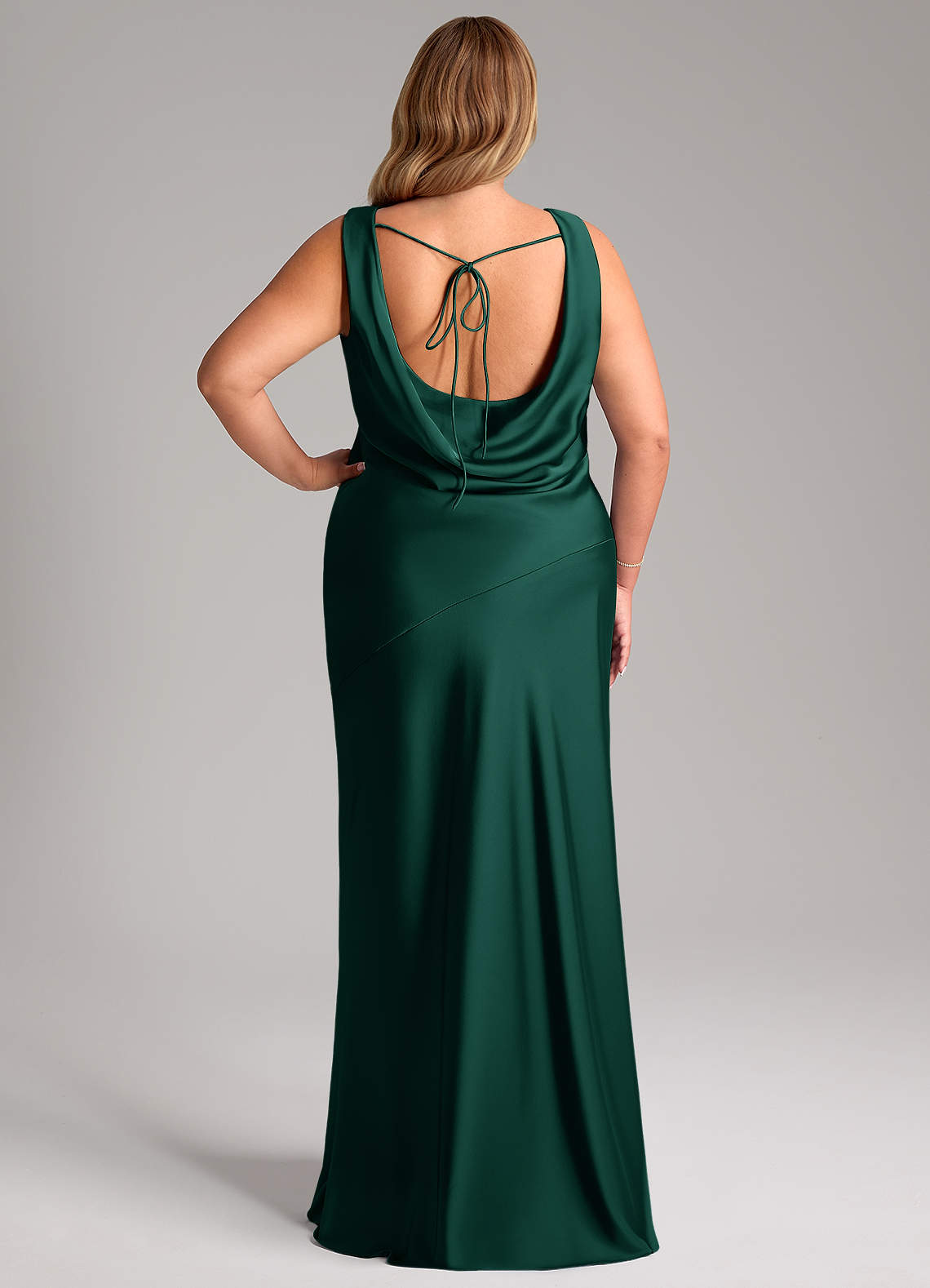 Azazie Rylina Bridesmaid Dresses Emerald Mermaid Stretch Satin Dress image7