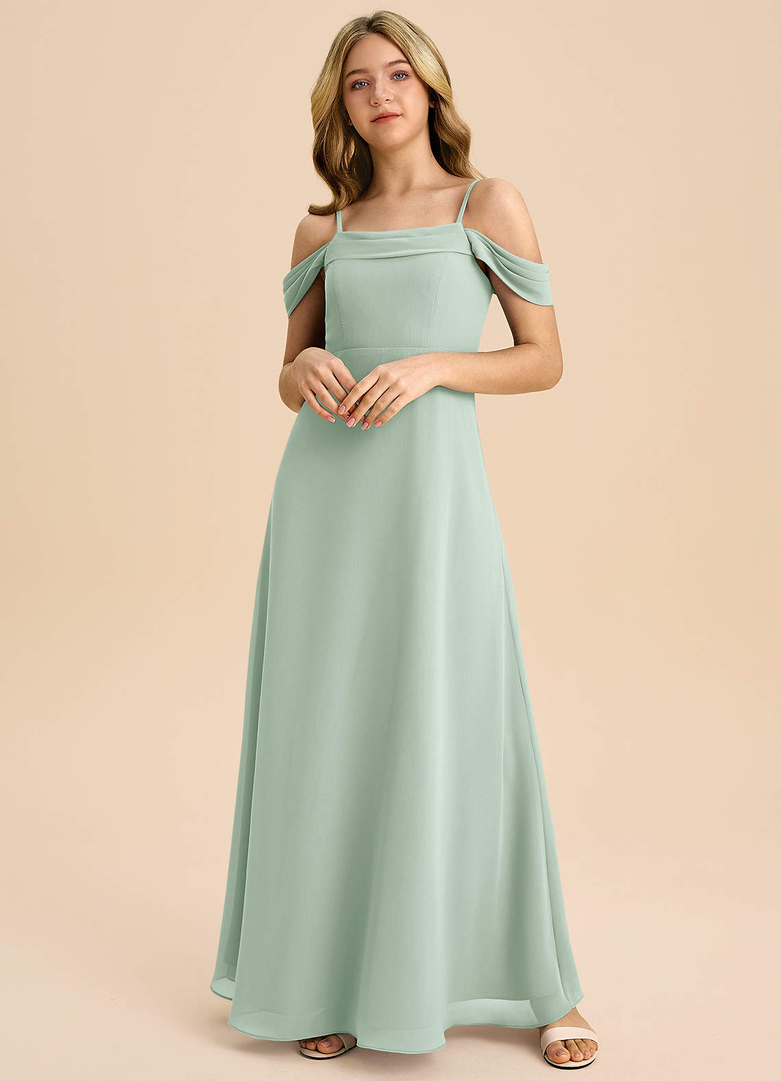 Azazie Anselie Junior Klä av A-Line i Chiffong Av axeln image2