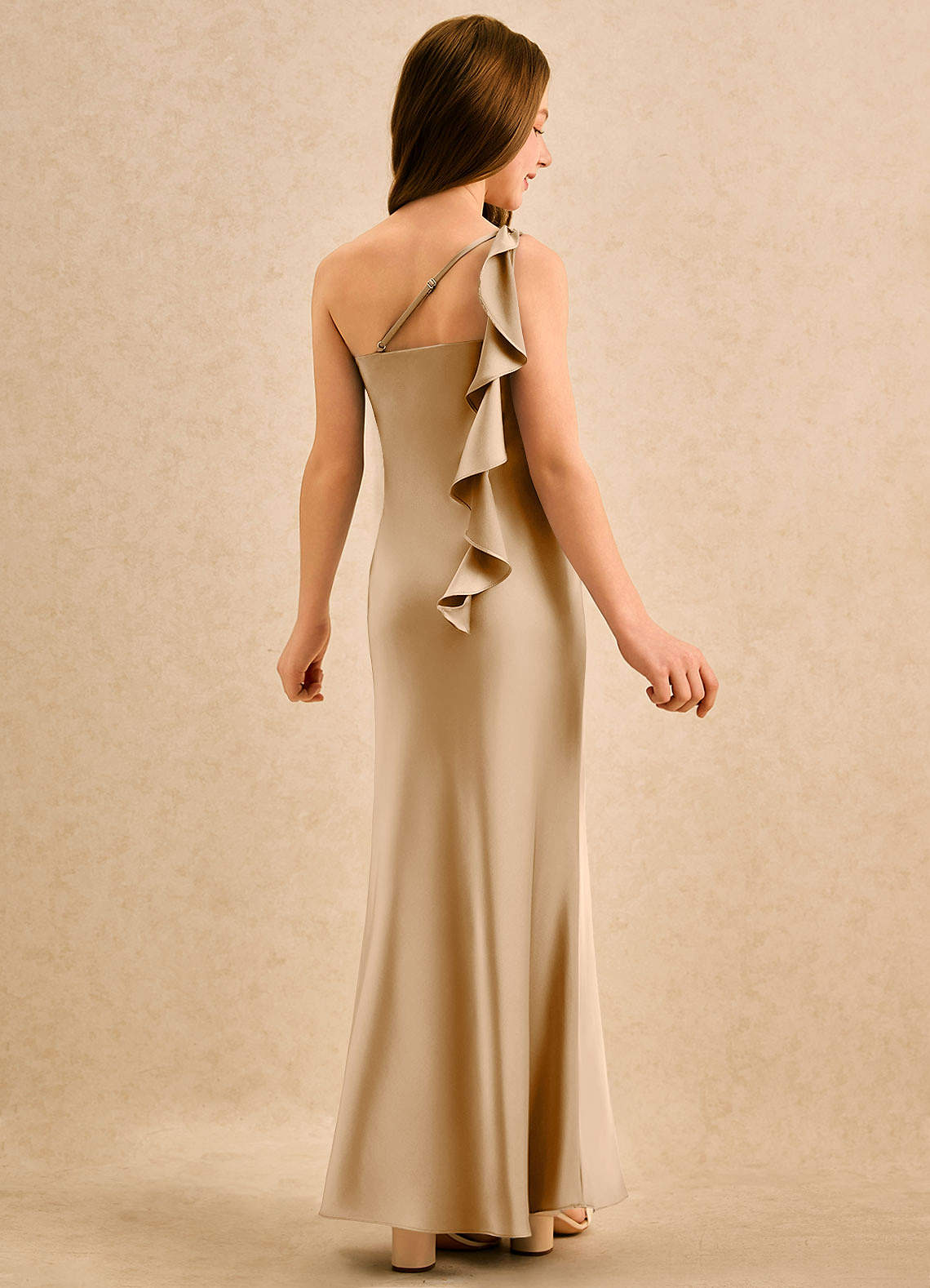 almond bridesmaid dresses Azazie Girls Formal Gold Sheath One Shoulder Stretch Satin Dress Color:Canary Yellow xxl Classic Dress Socks attr-10156-50477 Bride The airy chiffon fabric