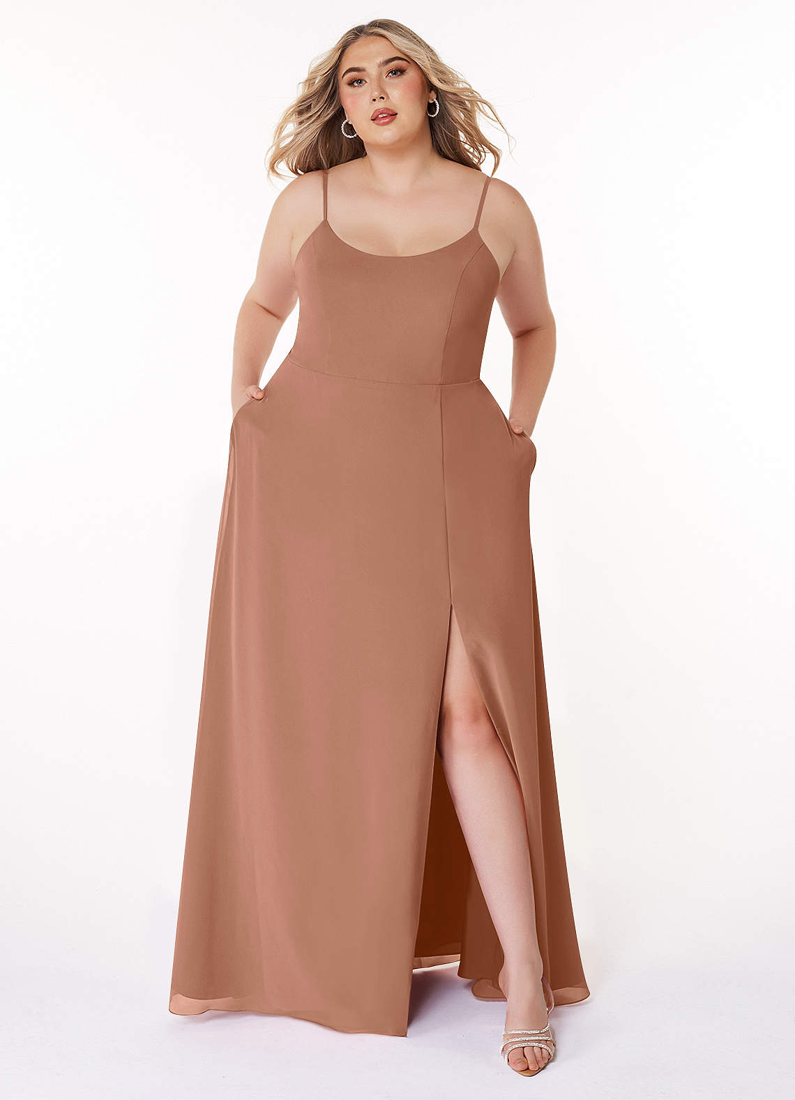 Azazie Moira Bridesmaid Dresses Bronzer A-Line Scoop Chiffon Dress image1