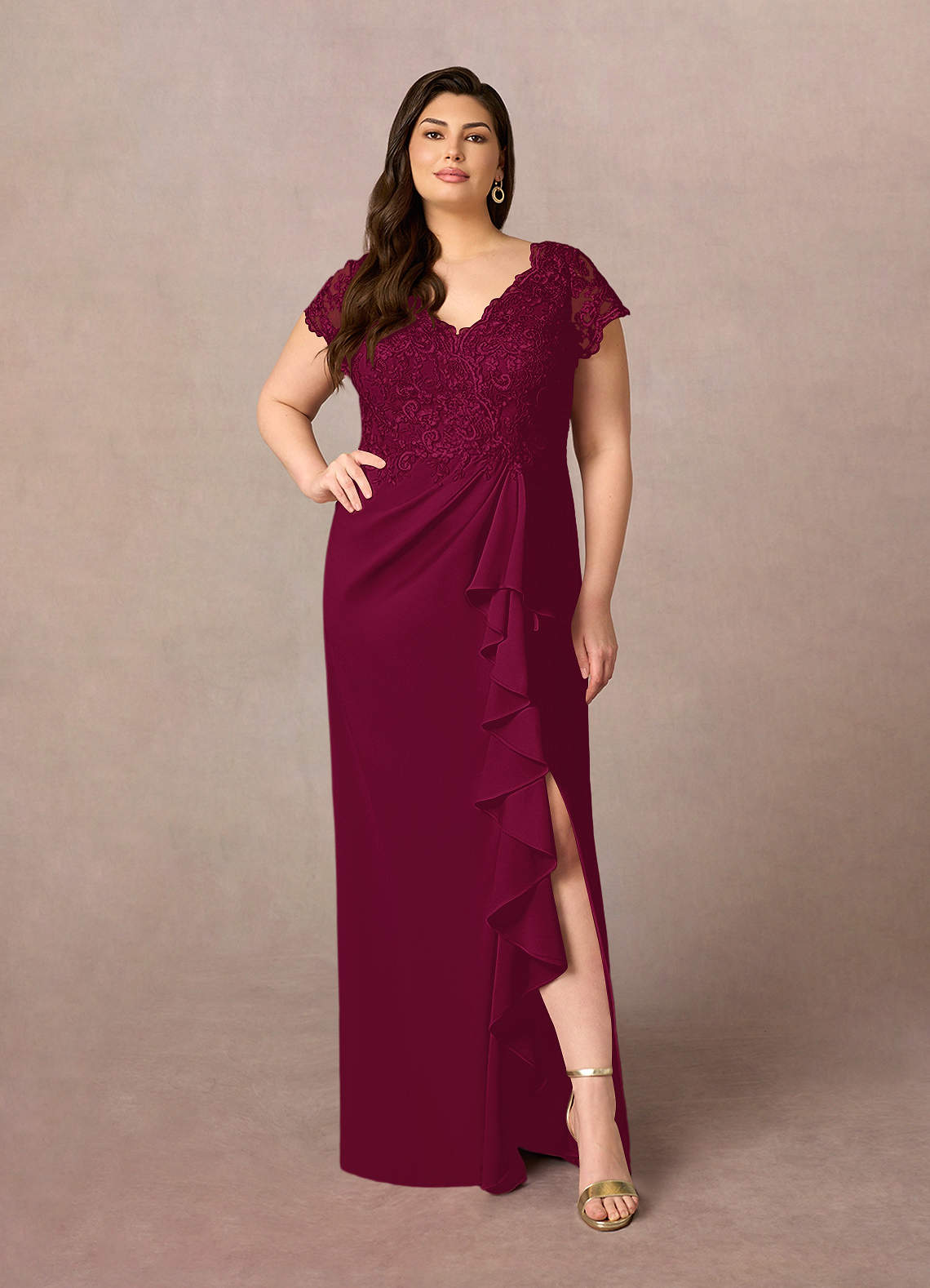Azazie Carmen Mother of the Bride Dresses Burgundy Sheath Lace Dress image6
