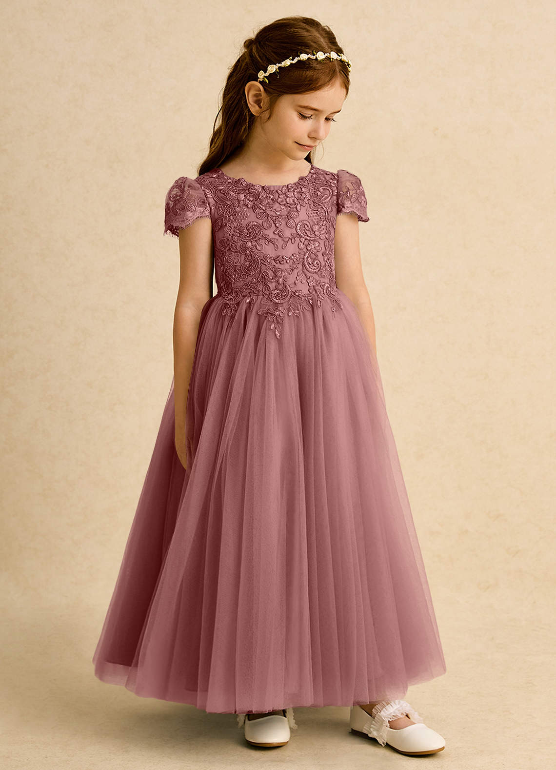 Azazie Puff Flower Girl Klänningar Klä Balklänning i Tyll Spets image3