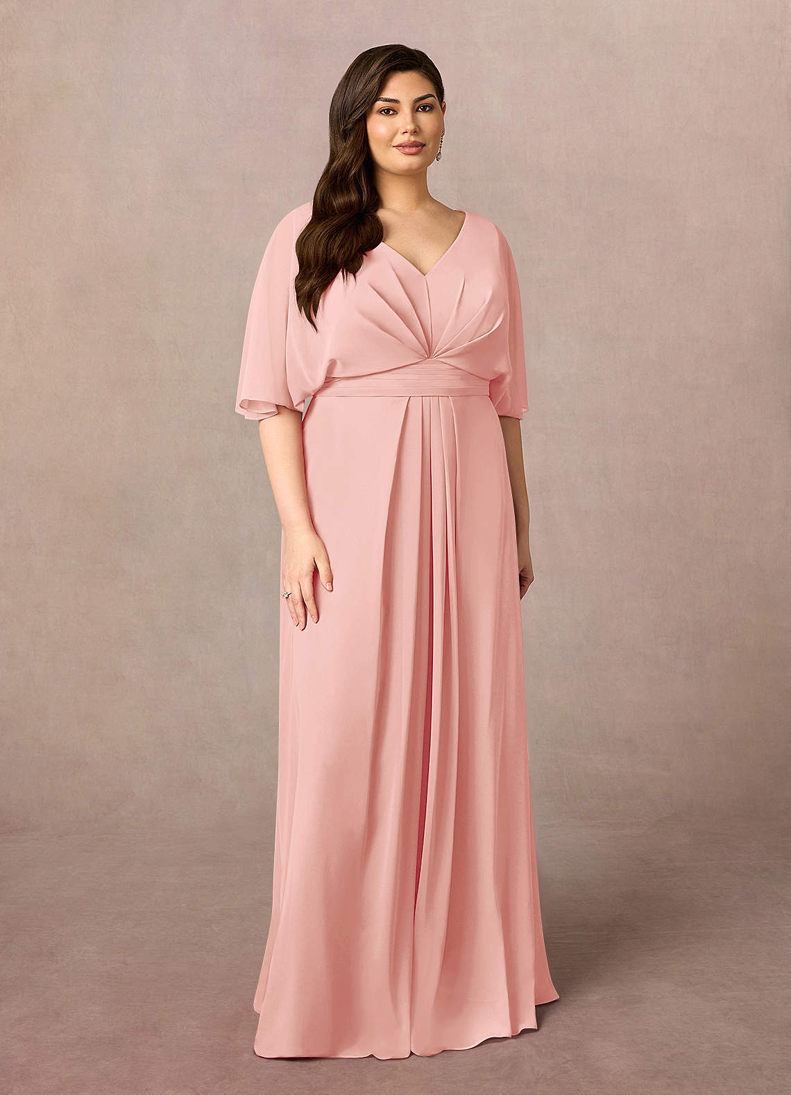 Azazie Oksana Mother of the Bride Dresses Rosette A-Line V-Neck Pleated Chiffon Dress image1