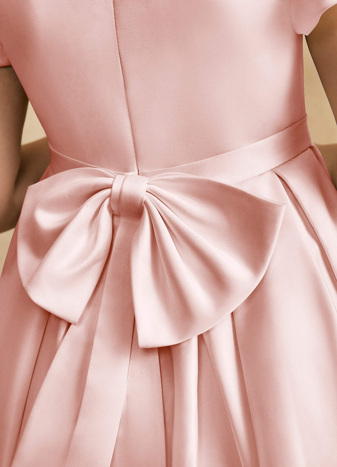 azazie pearl pink dress Azazie Ball-Gown Scoop Neck Tea-Length Matte Satin Flower Girl Dresses