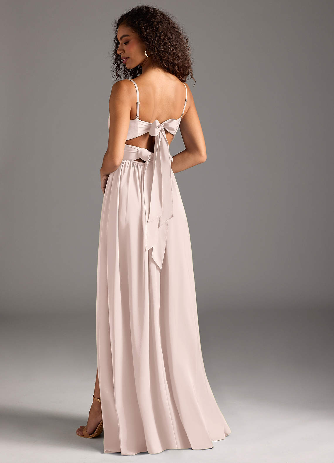 Azazie Zeya Bridesmaid Dresses Blushing Pink A-Line Pleated Stretch Satin Dress image1