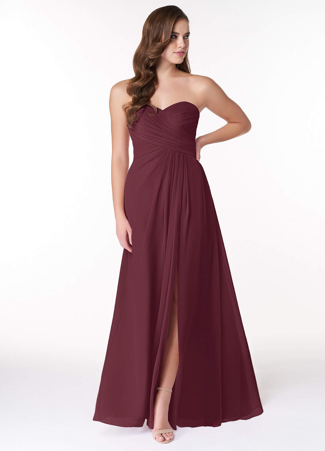 Azazie Arabella Allure Bridesmaid Dresses Cabernet A-Line Sweetheart Neckline Chiffon Convertible Dress image1