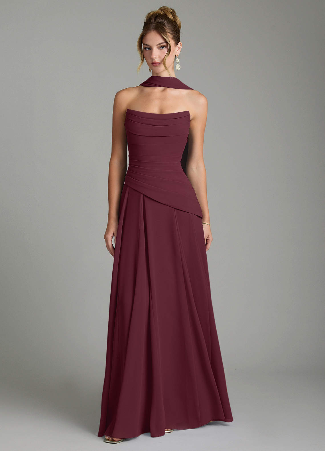 Azazie A-Line Strapless Floor-Length Chiffon Bridesmaid Dresses