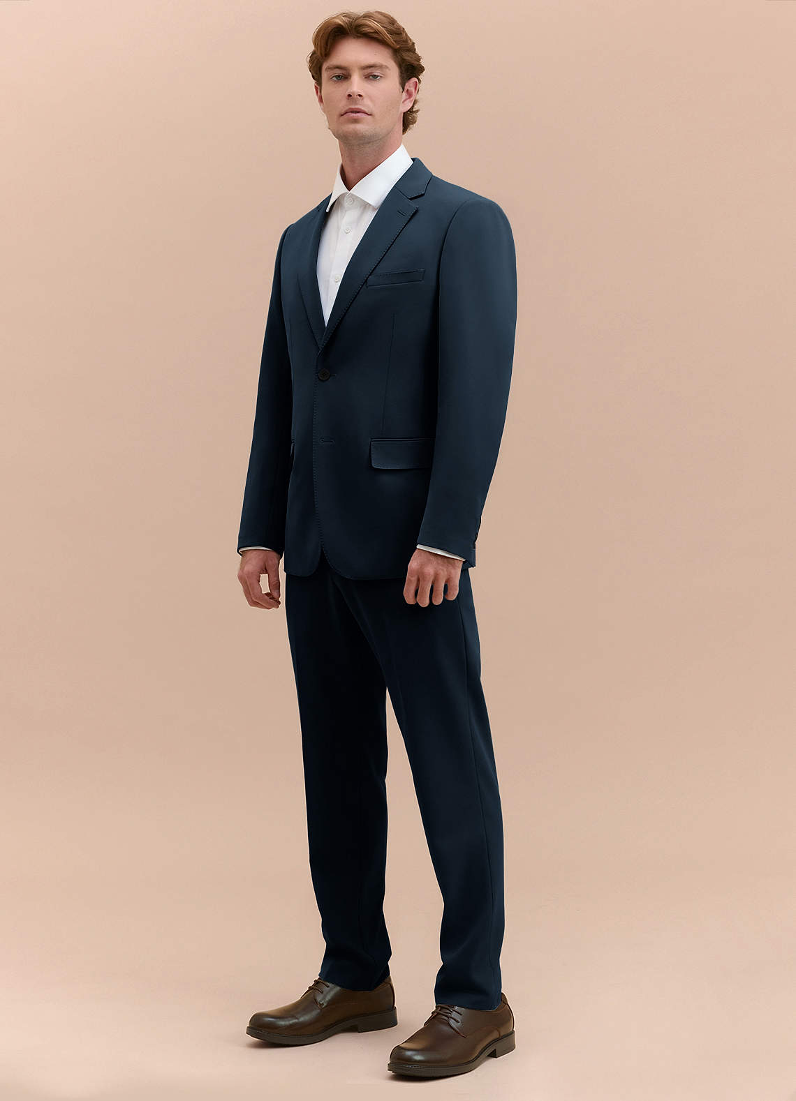 front James Navy Blue Structured Stretch Suit