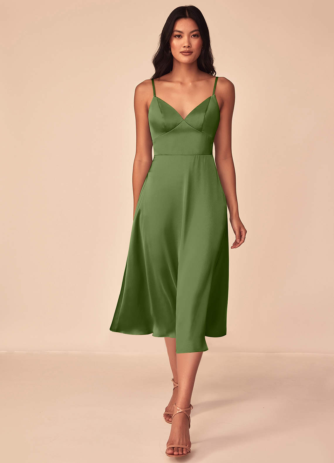 Azazie Dottie Bridesmaid Dresses Juniper A-Line Stretch Satin Dress image1