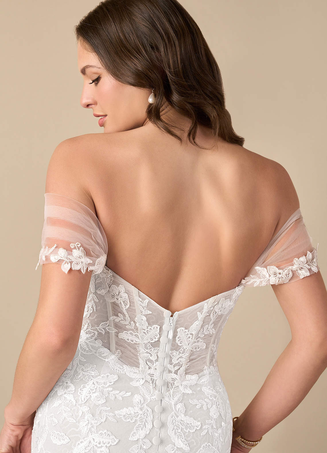 Azazie Leilani Wedding Dresses Diamond White Mermaid Sequins Tulle Dress image4