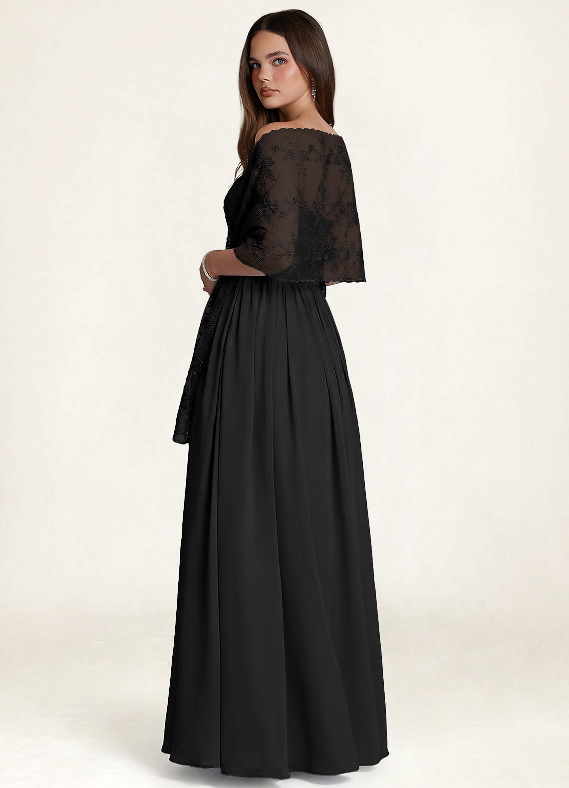 front Azazie Kirjailtu kukkakuvioinen pitsihuivi