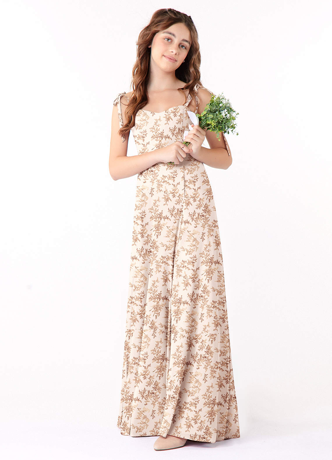 Azazie A-Line/Princess Sweetheart Floor-Length Chiffon Junior Bridesmaid Dresses - Pink Fern Floral Azazie A-Line/Princess Sweetheart Floor-Length Chiffon Junior Bridesmaid Dresses - Pink Fern Floral