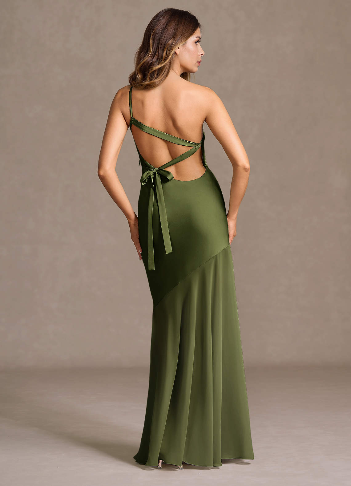 fatima silk dress FATIMA K DESIGNS SHERRI SATIN PUFF SLEEVE GOWN