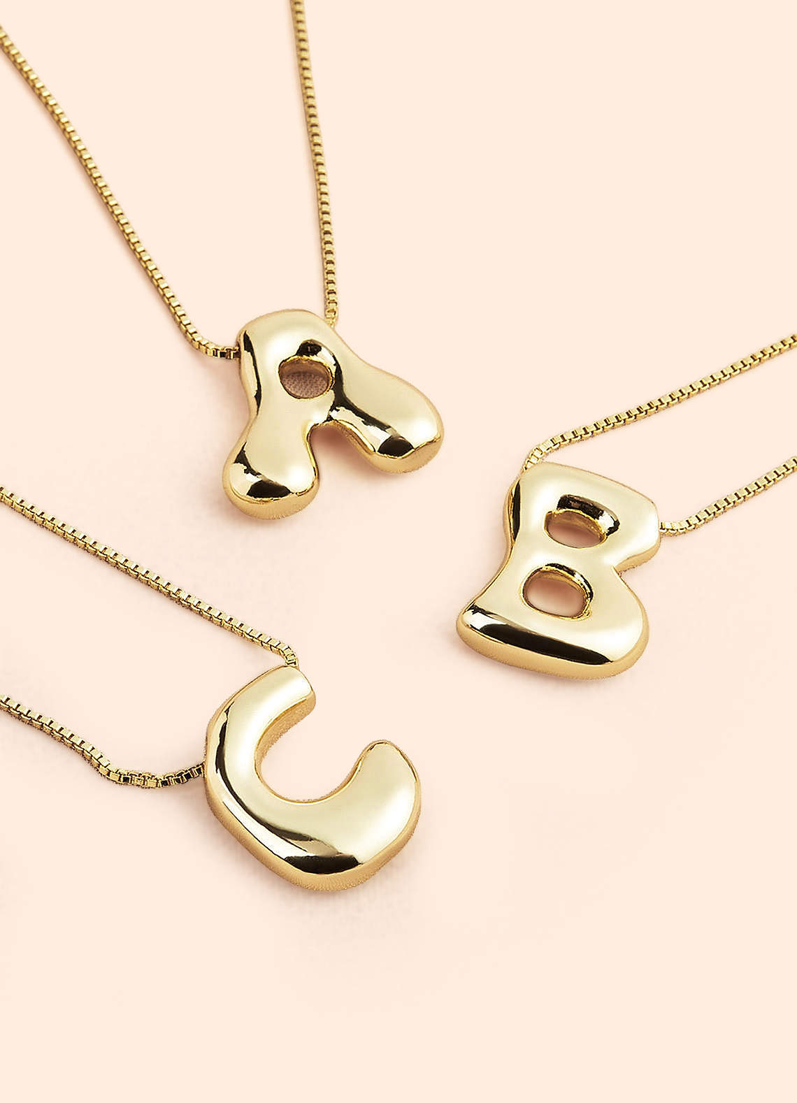 front Bubble Letter Pendant Necklace